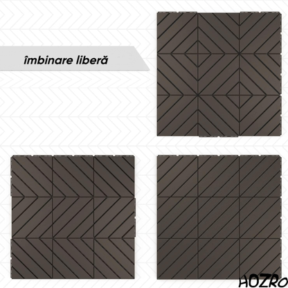 Pavaj de Terasă HOZRO, pentru Exterior, Plăci Interlocking 30 × 30 cm – Pardoseală Modulară Impermeabilă și Rezistentă la Intemperii, Ideală pentru Terasă, 602-24 BESTSELLS