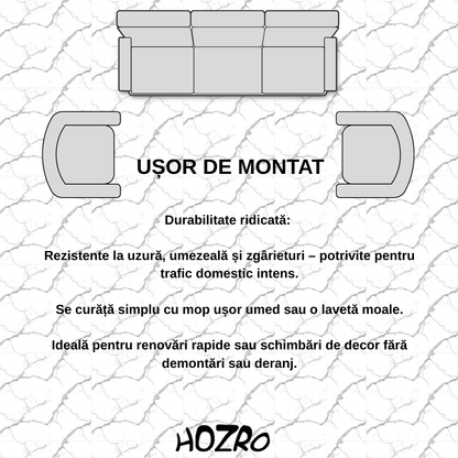 Placi PVC Autoadezive HOZRO, Pentru Podea, Stil Marmura, Grosime 1.4 mm, Model 602-30 – Rezistente si Usor de Montat BESTSELLS