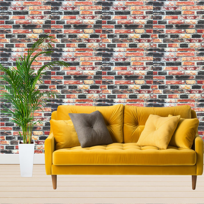 Set Tapet 3D Hozro autoadeziv, Model Caramizi multicolor Abstract, design modern, foarte usor de montat, Tapet 86 HOZRO