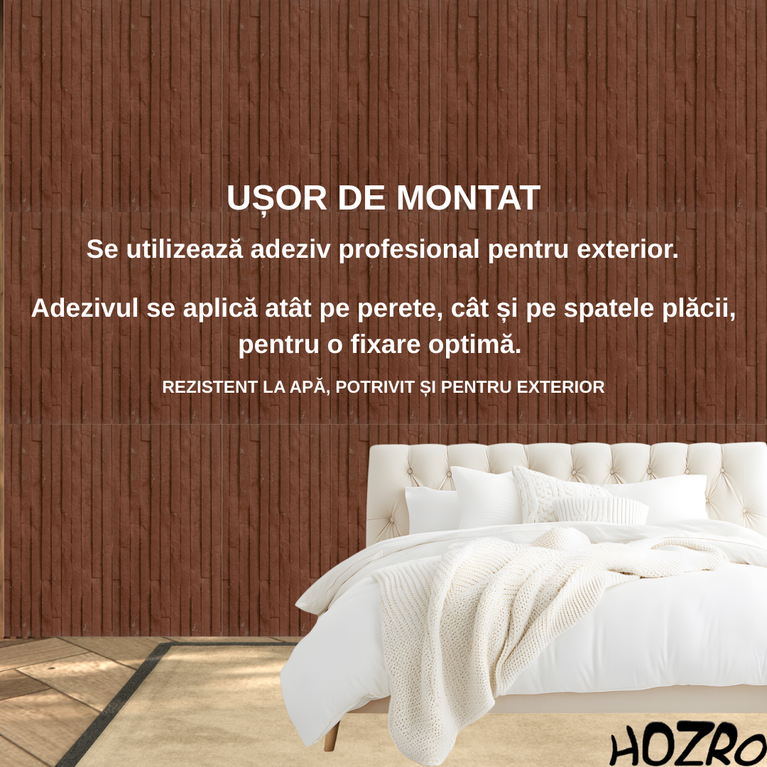 Panouri Decorative Exterior HOZRO, Soft Stone Skin 60 x 120 cm – Finisaj Elegant Tip Piatră, Montaj Rapid, Rezistență Ridicată pentru Fațade Moderne, Model 602-38 BESTSELLS