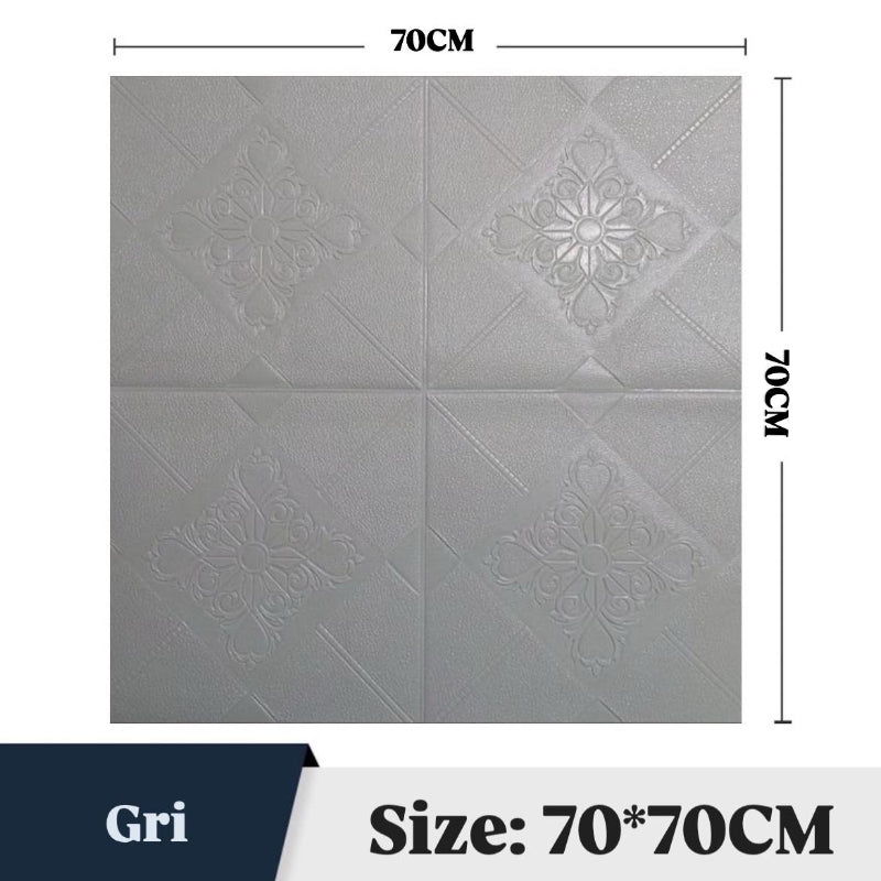 Set 10 x Tapet 3D autoadeziv HOZRO, Model imitatie caramida, acopera o suprafata de 5.39 mp, design modern, foarte usor de montat, Gri HOZRO