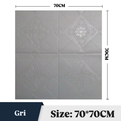 Set 10 x Tapet 3D autoadeziv HOZRO, Model imitatie caramida, acopera o suprafata de 5.39 mp, design modern, foarte usor de montat, Gri HOZRO