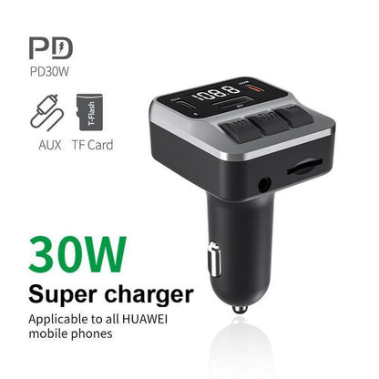 Modulator Auto FM Bluetooth 5.0 Hozro | Car Kit Handsfree, Player MP3, Slot MicroSD/AUX și Încărcător Rapid 2.8A HOZRO