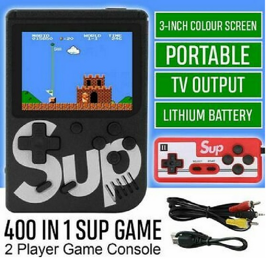 Consolă Retro HOZRO, 400 în 1 Negru – Consolă Portabilă cu 2 Jucători, Ecran LCD și Jocuri Clasice Incluse HOZRO