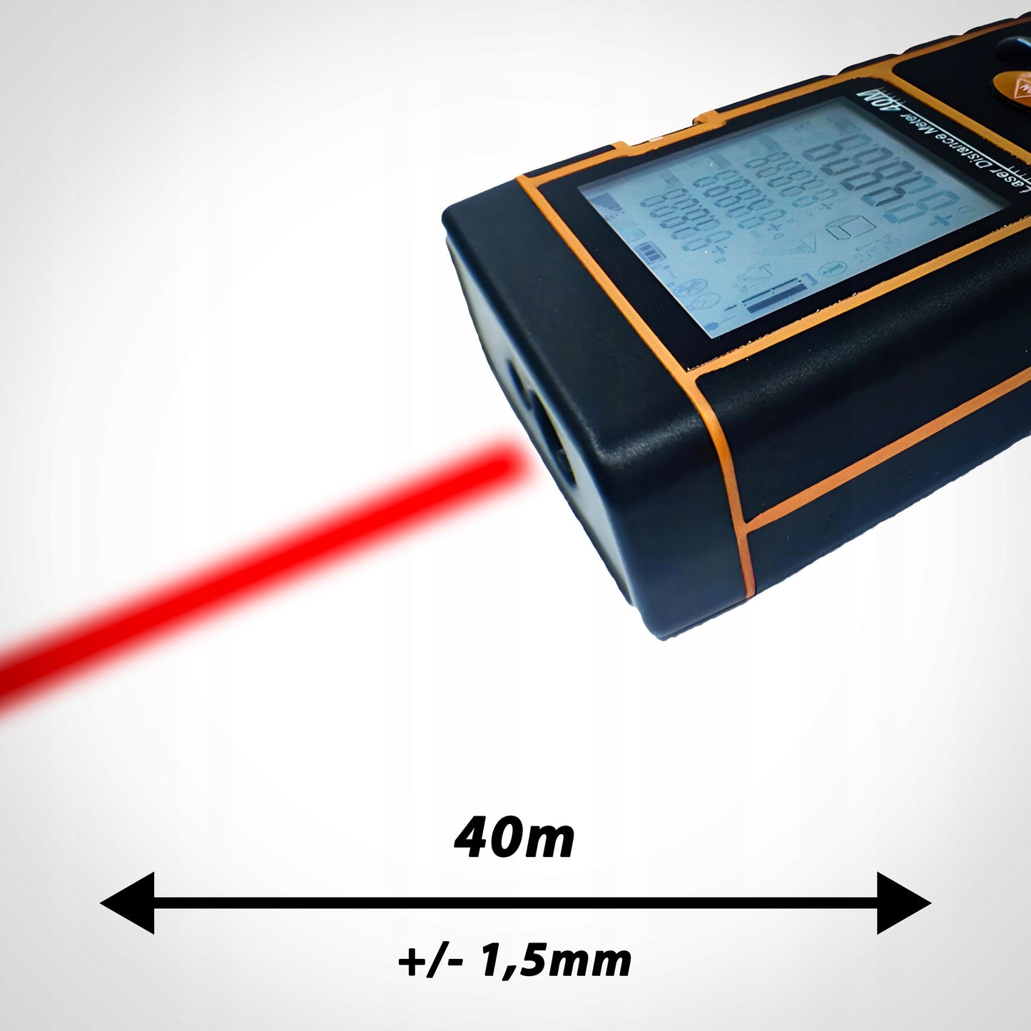📐 Aparat de masurat cu laser, ruleta cu laser-Telemetru Laser Profesional Hozro 4-în-1 – Precizie Digitală la 40m HOZRO