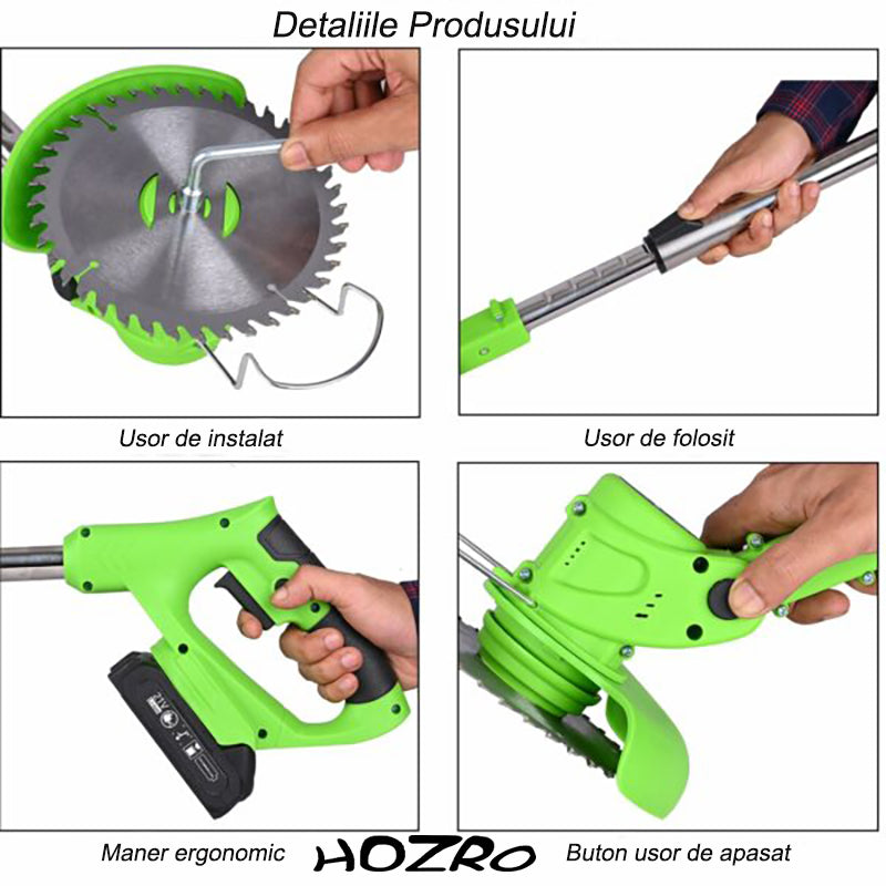 Motocoasa electrica HOZRO pentru Gradinarit, 2 acumulatori 36V, 18.000 RPM, multiple moduri de taiere, accesorii incluse, autonomie mare HOZRO