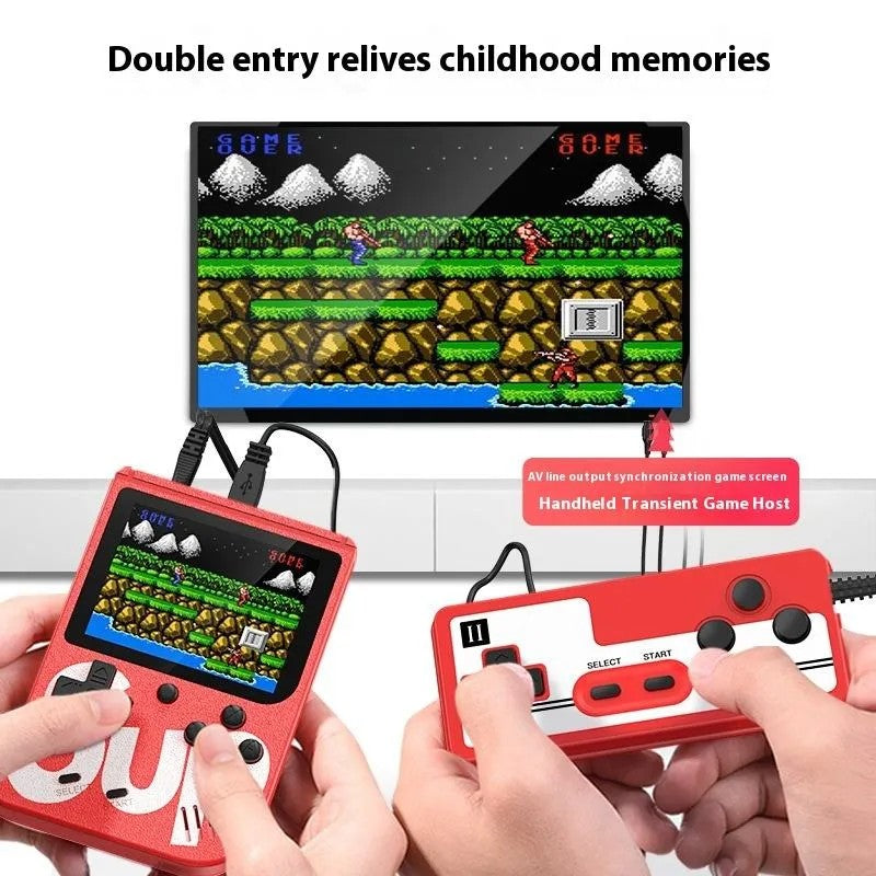 Mini consola retro portabila, 400 de jocuri diferite, 2 Jucatori, baterie reincarcabila, Rosu BESTSELLS