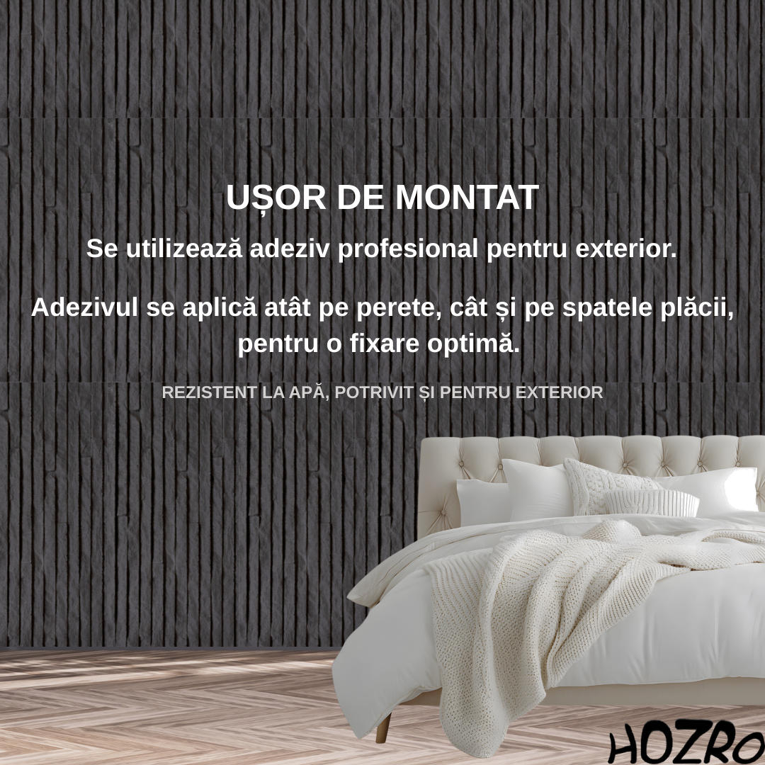 Panouri Decorative Exterior HOZRO, Soft Stone Skin 60 x 120 cm – Finisaj Elegant Tip Piatră, Montaj Rapid, Rezistență Ridicată pentru Fațade Moderne, Model 602-39 BESTSELLS