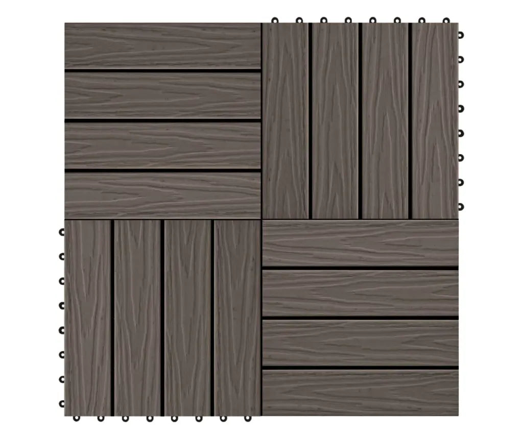 Pavaj pentru Terasă HOZRO, din plastic cu imitatie Lemn cu Sistem Interlocking, Dimensiune 30 × 30 cm – Plăci de Pardoseală pentru Exterior, Impermeabile și Rezistente la Intemperii, Culoare Maro, V0605-13 HOZRO