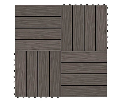 Pavaj pentru Terasă HOZRO, din plastic cu imitatie Lemn cu Sistem Interlocking, Dimensiune 30 × 30 cm – Plăci de Pardoseală pentru Exterior, Impermeabile și Rezistente la Intemperii, Culoare Maro, V0605-13 HOZRO