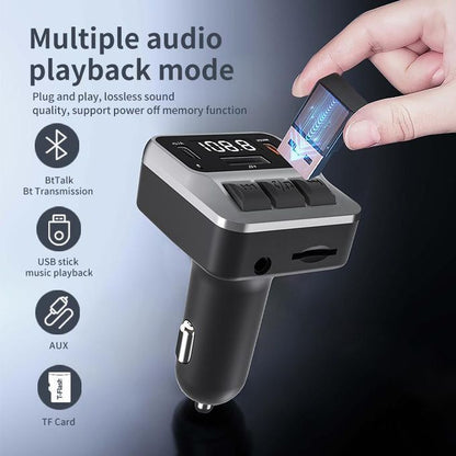 Modulator Auto FM Bluetooth 5.0 Hozro | Car Kit Handsfree, Player MP3, Slot MicroSD/AUX și Încărcător Rapid 2.8A HOZRO