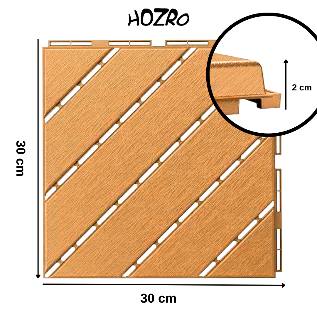 Pavaj de Terasă HOZRO, pentru Exterior, Plăci Interlocking 30 × 30 cm – Pardoseală Modulară Impermeabilă și Rezistentă la Intemperii, Ideală pentru Terasă, 602-22 BESTSELLS