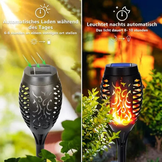 Lămpi Solare HOZRO, Tip Torță cu Efect de Flacără, 52 cm – Rezistente la Apă IP65, Design Modern Negru, Iluminare Ambientală cu LED-uri Realiste, Economice și Eco-Friendly, Perfecte pentru Grădină, Terasă sau Aleile Casei