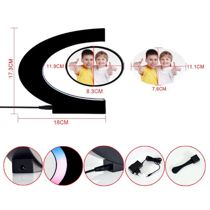 Rama FotoHOZRO, cu Lumina LED și Levitație Magnetică – Design Modern în Forma de C, Negru