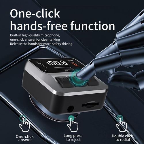 Modulator Auto FM Bluetooth 5.0 Hozro | Car Kit Handsfree, Player MP3, Slot MicroSD/AUX și Încărcător Rapid 2.8A HOZRO