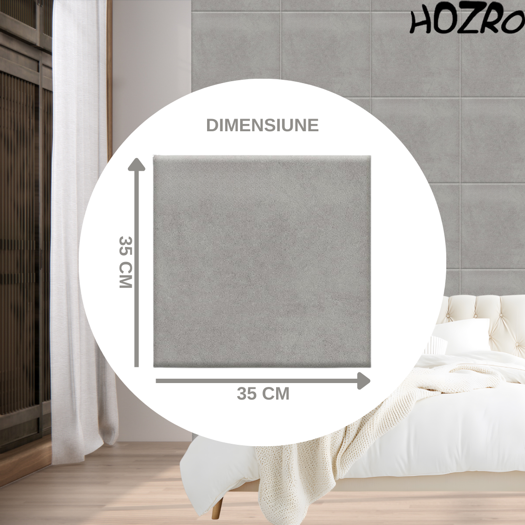 Panou tapitat pentru perete – sticker din material textil, HOZRO, decorare practica și rapidă, 35x35 cm, VELVET-602-25 BESTSELLS