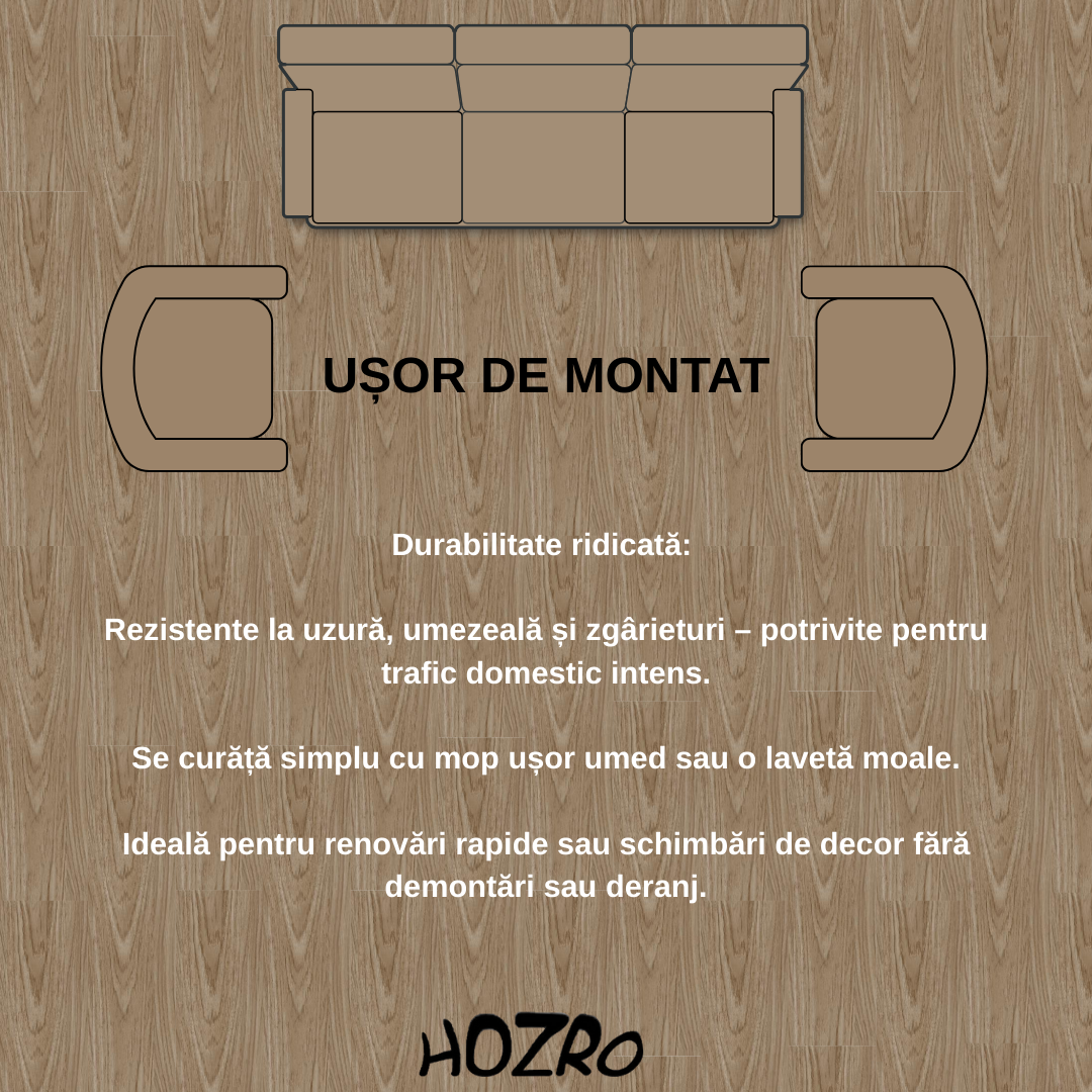 Plăci PVC Autoadezive HOZRO, Tip Lemn – Design Elegant, Montaj Rapid și Durabilitate în Timp, 602-27 BESTSELLS