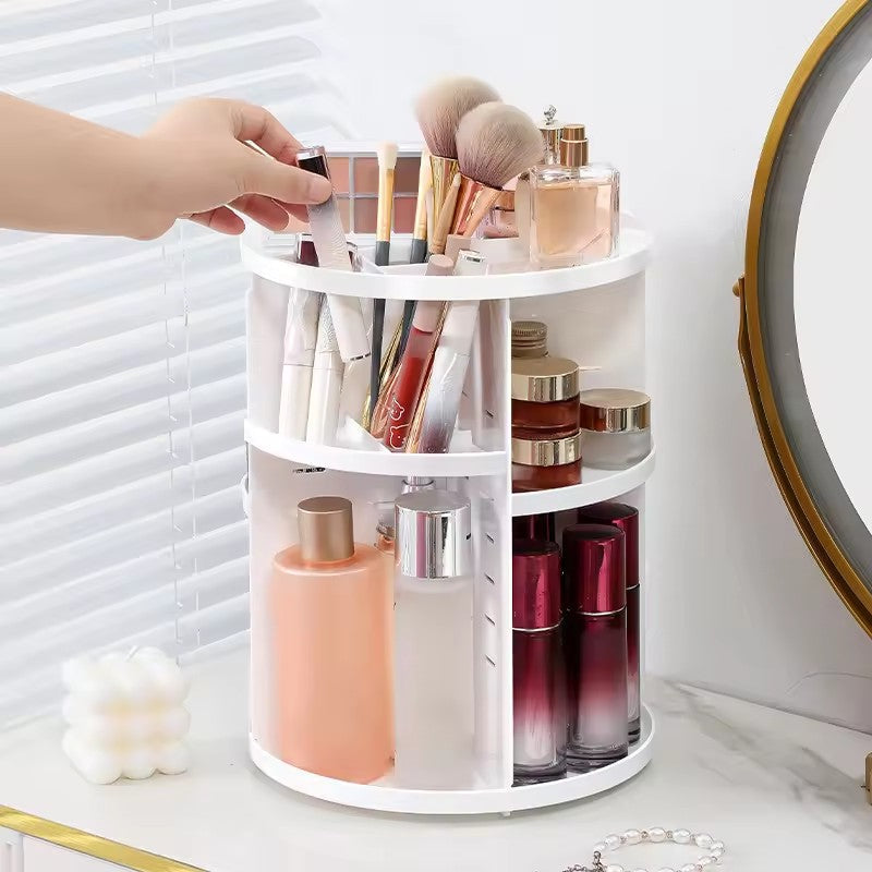 💄 Organizator pentru Machiaj HOZRO – Acril Transparent, Capacitate Mare, Rotire 360°, Cutii și Tavi pentru Depozitare – Păstrează Produsele Cosmetice Organizate și la Îndemână HOZRO