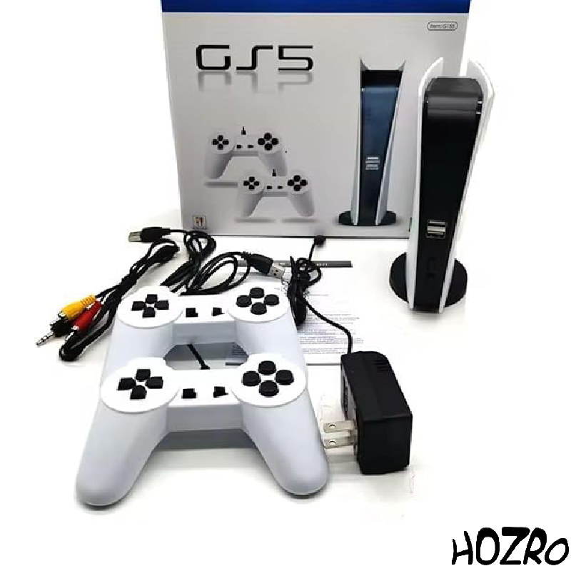 Consola HOZRO, Classic Retro Game Station 5 cu 200 jocuri clasice 8-Bit preinstalate, două controllere USB cu fir incluse, conexiune AV pentru televizor HOZRO