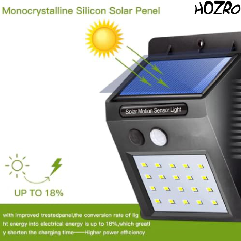 Lampă Solară HOZRO, LED 30W cu Senzor de Mișcare, Protecție IP65, Rezistentă la Apă și Intemperii – Iluminat Exterior Eficient pentru Curte, Grădină, Terasă sau Aleii HOZRO