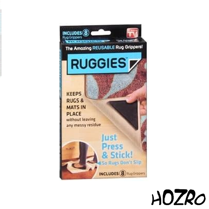 Banda Adeziva HOZRO, RUGGIES, pentru Fixarea Covoarelor – Pachet cu 8 Triunghiuri, Previne Alunecarea si Asigura Siguranta Covorului pe Podea, Negru HOZRO