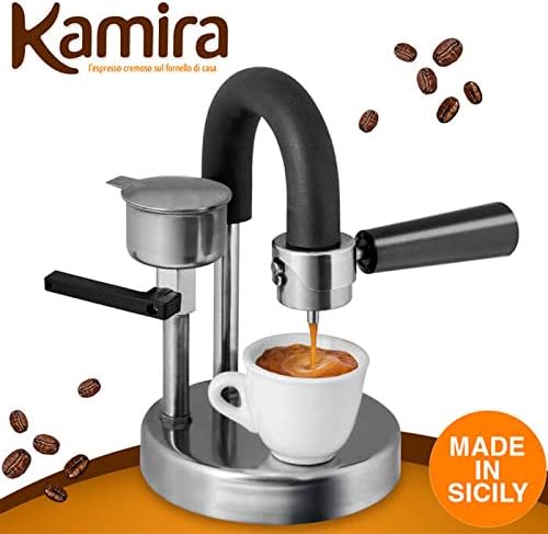 Aparat Portabil KAMIRA, Solutia inteligenta pentru un espresso autentic italian direct de pe aragaz, din Inox, Ideal pentru Acasa, Birou, Calatorii, Camping sau Picnic, Tip Espresso Manual KAMIRA