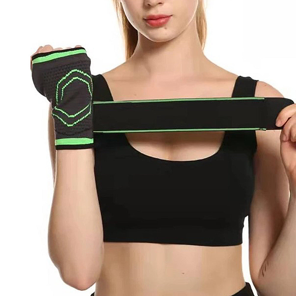 Orteza Hozro Pentru Incheietura Mana, Elastica, Ideala Pentru Activitati Sportive si Casnice, Tricot Respirabil, Banda Velcro, Negru / Verde, Marime Universala HOZRO