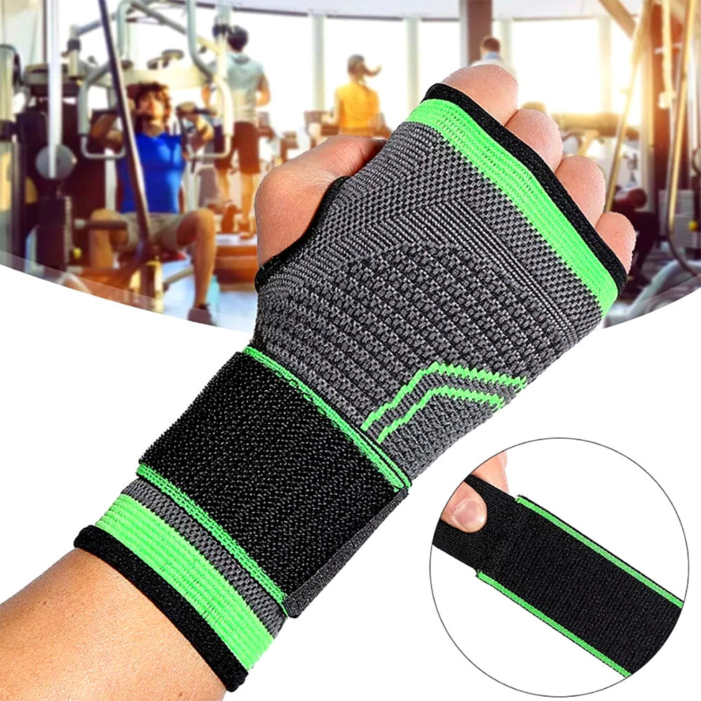 Orteza Hozro Pentru Incheietura Mana, Elastica, Ideala Pentru Activitati Sportive si Casnice, Tricot Respirabil, Banda Velcro, Negru / Verde, Marime Universala HOZRO