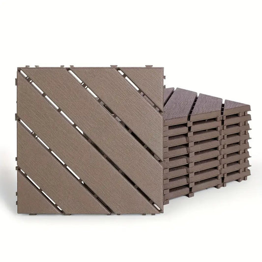 Pavaj de Terasă HOZRO, pentru Exterior, Plăci Interlocking 30 × 30 cm – Pardoseală Modulară Impermeabilă și Rezistentă la Intemperii, Ideală pentru Terasă sau Zonă de Piscină, Montaj Rapid Fără Unelte, Model V0601-45 HOZRO