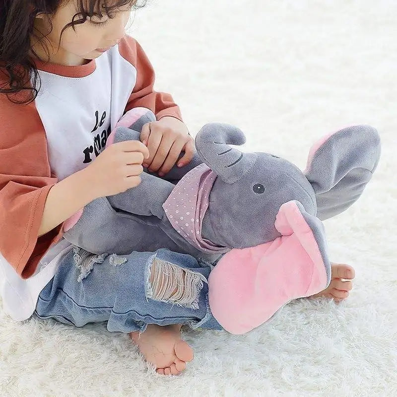 🐘 Elefănțelul Interactiv Cucu-Bau HOZRO – Jucăria de Pluș care Cântă și Își Mișcă Urechile (30 cm) HOZRO