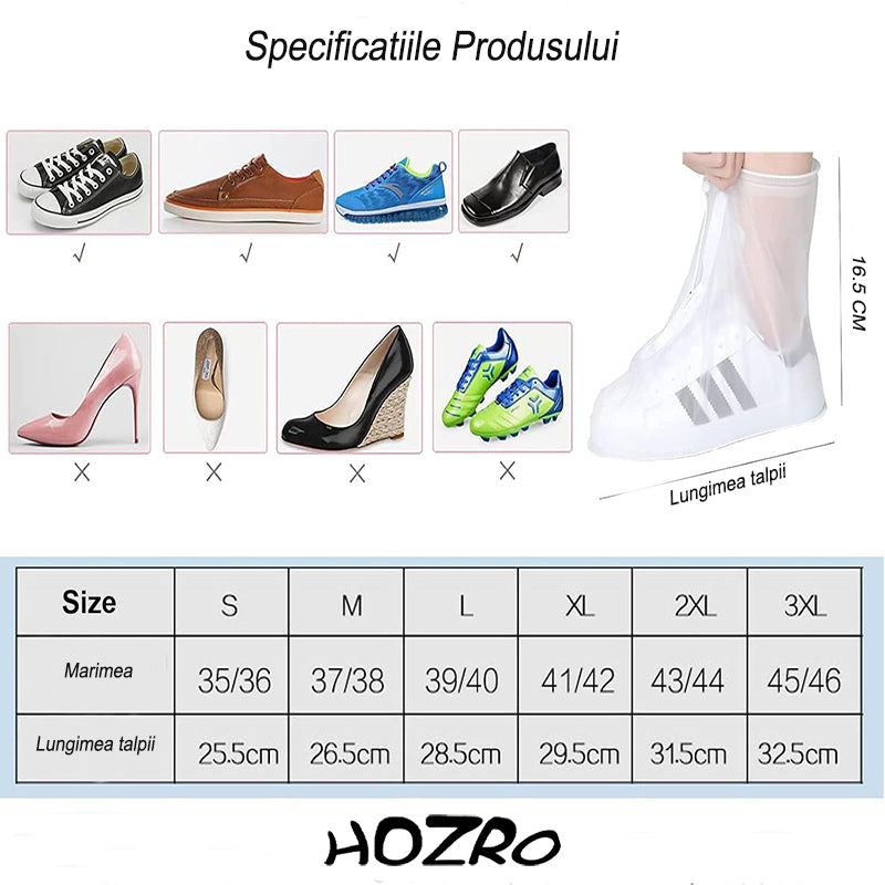 Husa protectie incaltaminte, Rezistente la apa, ploaie/zapada/noroi, reutilizatile, L (38-40), transparente HOZRO