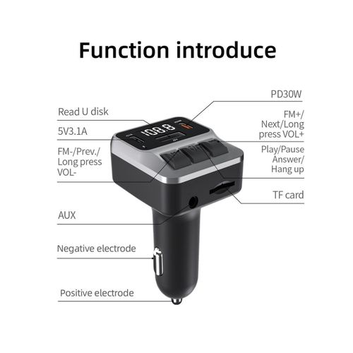 Modulator Auto FM Bluetooth 5.0 Hozro | Car Kit Handsfree, Player MP3, Slot MicroSD/AUX și Încărcător Rapid 2.8A HOZRO