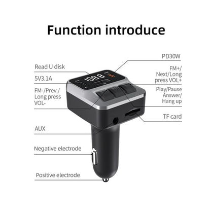 Modulator Auto FM Bluetooth 5.0 Hozro | Car Kit Handsfree, Player MP3, Slot MicroSD/AUX și Încărcător Rapid 2.8A HOZRO
