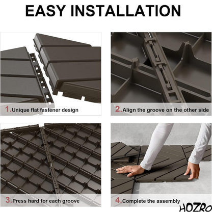 Pavaj de Terasă HOZRO, pentru Exterior, Plăci Interlocking 30 × 30 cm – Pardoseală Modulară Impermeabilă și Rezistentă la Intemperii, Ideală pentru Terasă, 602-22 BESTSELLS