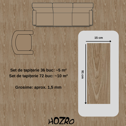 Plăci PVC Autoadezive HOZRO, Tip Lemn – Design Elegant, Montaj Rapid și Durabilitate în Timp, 602-27 BESTSELLS