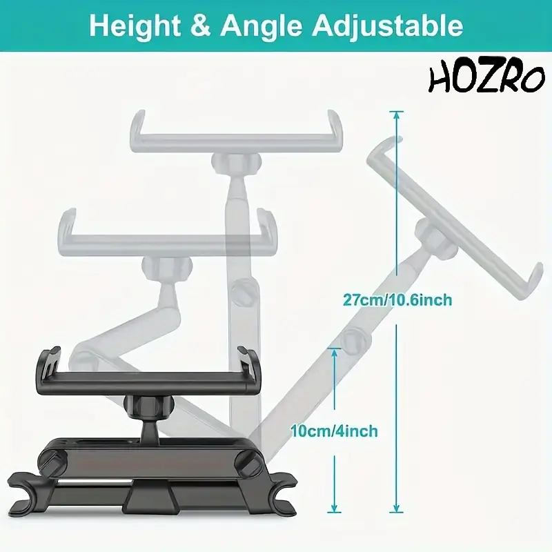 Suport Auto Universal HOZRO, pentru Telefon – Prindere pe Tetiere, Clip din Plastic Ușor, Reglabil și Stabil, Ideal pentru Pasagerii din Spate HOZRO