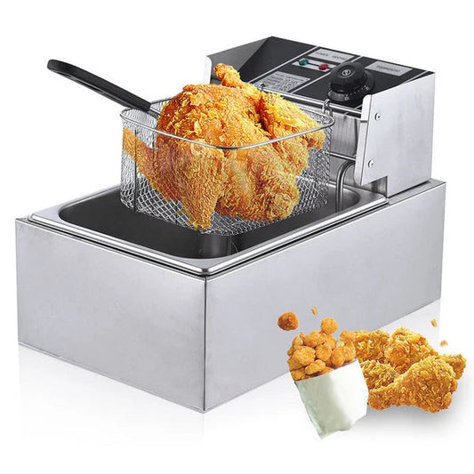 Friteuză Electrică Profesională din Inox HOZRO, Capacitate 6L, Putere 2500W – Ideală pentru Uz Comercial sau Casnic, Gătire Rapidă și Eficientă HOZRO