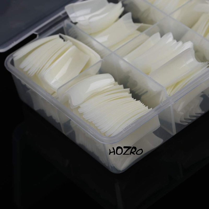 Set 100 bucăți Tips HOZRO, unghii false profesionale, formă naturală, rezistente și ușor de aplicat, ideale pentru manichiură cu gel sau acryl, potrivite pentru uz personal și salon HOZRO