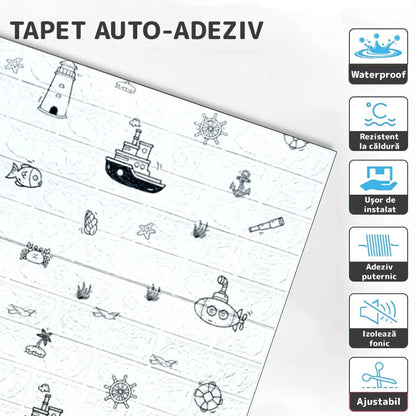 Tapet 3D autoadeziv HOZRO, Model imitatie caramida, design modern, foarte usor de montat, TAPET 107 HOZRO