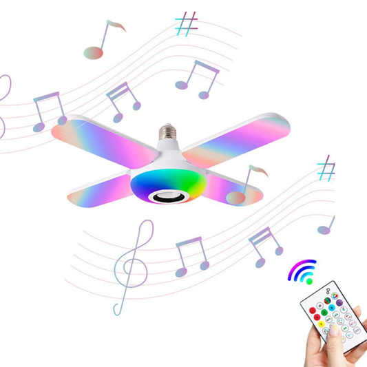 Boxă Bec HOZRO, cu elice și Bluetooth, design inovator 2 în 1, funcționează ca lampă LED și boxă wireless portabilă, cu sunet clar și posibilitate de agățare, ideală pentru petreceri, camping sau uz casnic HOZRO