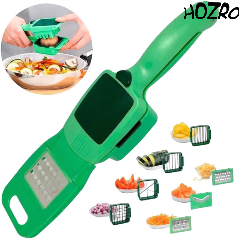 Răzătoare manuală HOZRO, Quick verde , multifuncțională, ușor de utilizat, ideală pentru legume, fructe, brânzeturi și alimente variate, cu design compact și eficiență sporită în bucătărie HOZRO