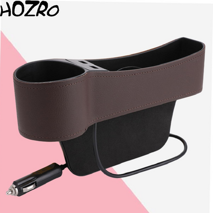 Organizator AutoHOZRO, cu Suport Pahare și Port USB – Accesoriu Multifuncțional pentru Mașină HOZRO