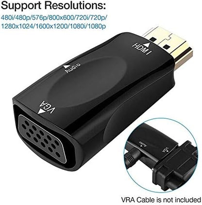 Mini convertor adaptor HDMI tata la VGA mama, Full HD 1080P, cu output Audio, Jack 3.5mm BESTSELLS