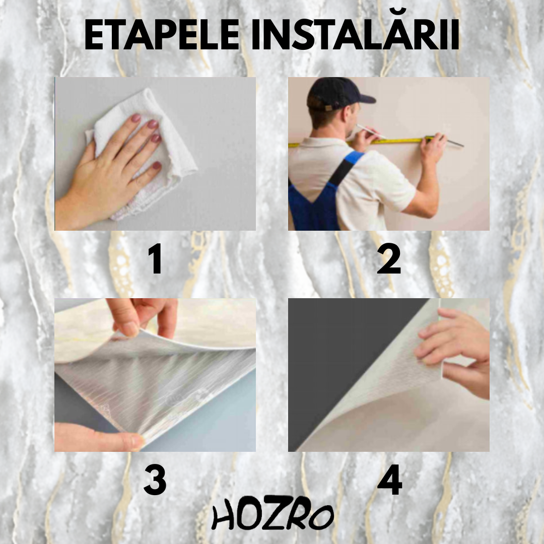 Tapet autocolant tip marmură HOZRO, rolă 1.2 × 3 m, model TLS-004, soluție elegantă pentru decor interior premium BESTSELLS