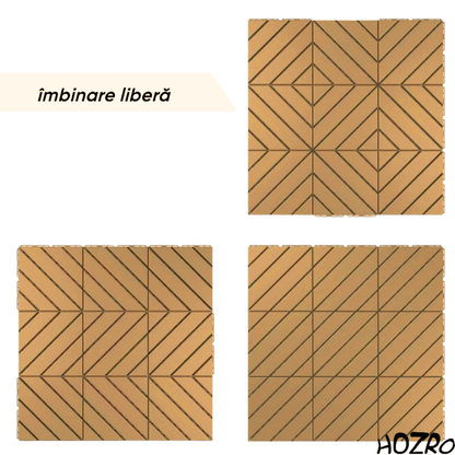 Pavaj de Terasă HOZRO, pentru Exterior, Plăci Interlocking 30 × 30 cm – Pardoseală Modulară Impermeabilă și Rezistentă la Intemperii, Ideală pentru Terasă, 602-22 BESTSELLS