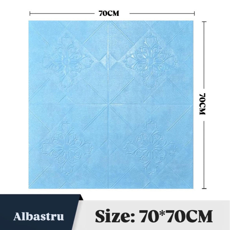 Tapet 3D autoadeziv HOZRO, Model imitatie caramida, design modern, foarte usor de montat, Albastru HOZRO