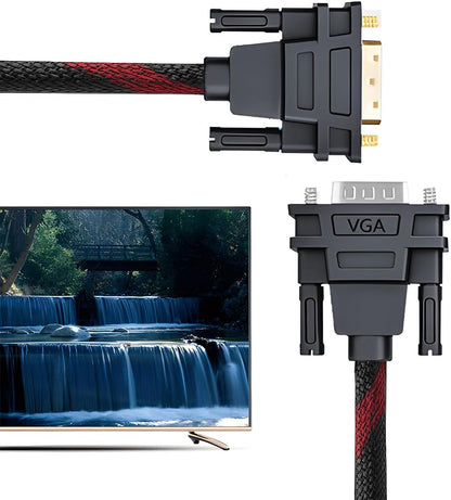Cablu analogic PANZAT DVI-I la VGA, 24+5pini, dublu ecranat, calitate deosebita BESTSELLS