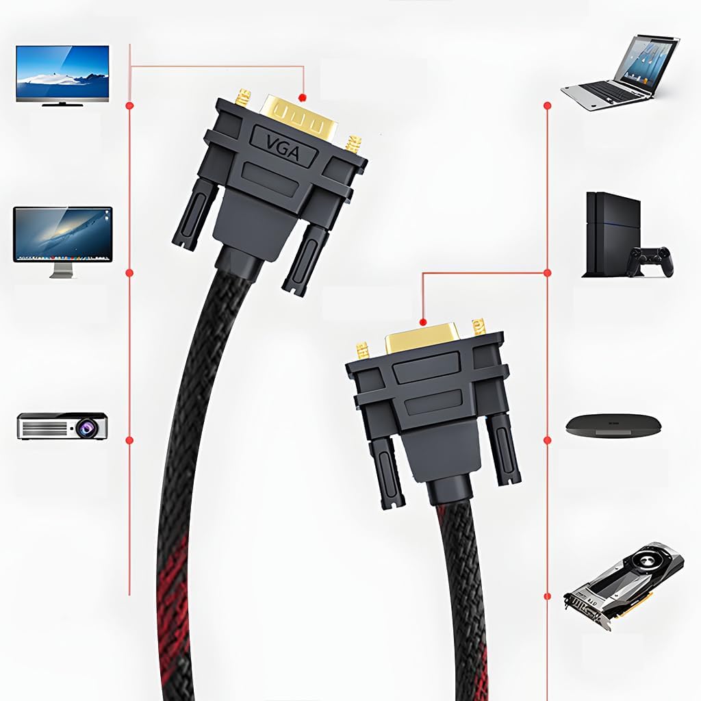 Cablu analogic PANZAT DVI-I la VGA, 24+5pini, dublu ecranat, calitate deosebita BESTSELLS