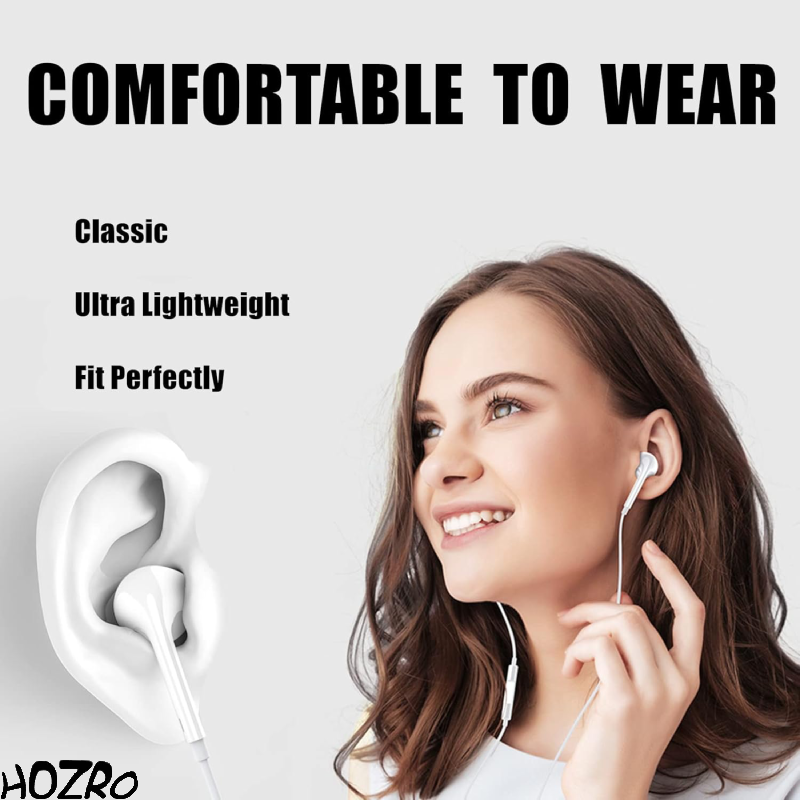 Căști HOZRO, cu fir si conector Lightning, sunet Hi-Fi clar, microfon și telecomandă integrate, design ergonomic pentru confort sporit, compatibile cu toate modelele Apple iPhone cu port Lightning HOZRO