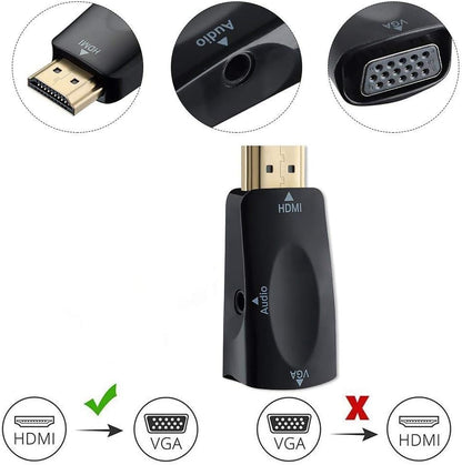Mini convertor adaptor HDMI tata la VGA mama, Full HD 1080P, cu output Audio, Jack 3.5mm BESTSELLS